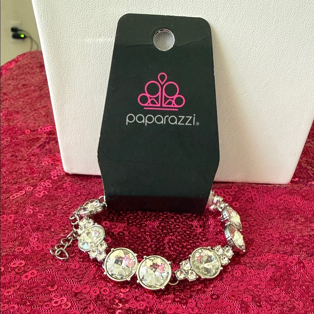 Paparazzi Silver Bracelet with Sparkling Stones